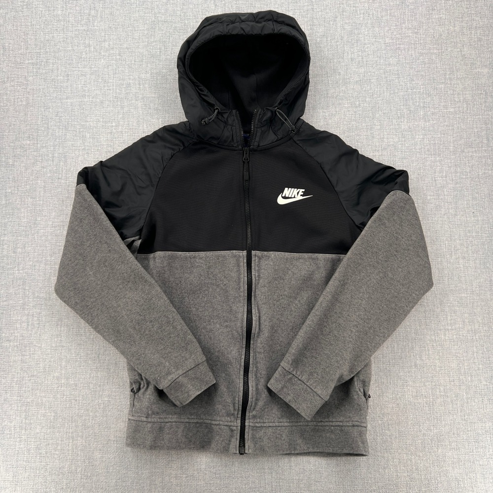 Nike‎ Advance 15 Full Zip Hoodie Men Small Gray Black Techwear Fleece Warmup
